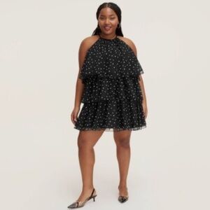 Kate Spade x Target Black/White Mini Polka Dot Tiered Mini Dress Size Large NWT